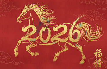 Chinese New Year Banner  , year of the Horse 2026