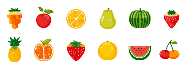 Colorful fruit assortment illustration