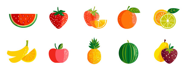 Colorful fruit assortment illustration