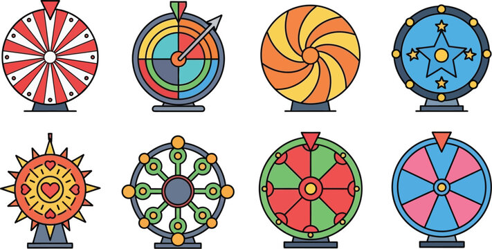 Colorful spin wheel of fortune. wheel of the game of fortune vector illustration 