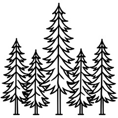 Obraz premium Pine Tree Line Art Vector