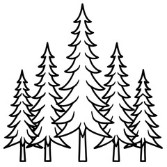 Obraz premium Pine Tree Line Art Vector