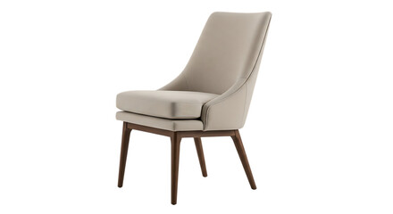 Obraz premium Beige Upholstered Dining Chair with Wooden Legs furniture