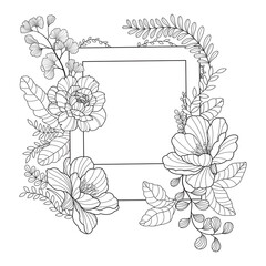 flower line art drawing with abstract shape. Abstract Plant Art design for print, cover, wallpaper, Minimal and natural wall art.	