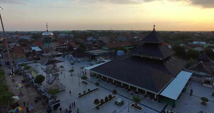 Drone Cinematic Shot of Demak Grand Mosque Central Java Indonesia
