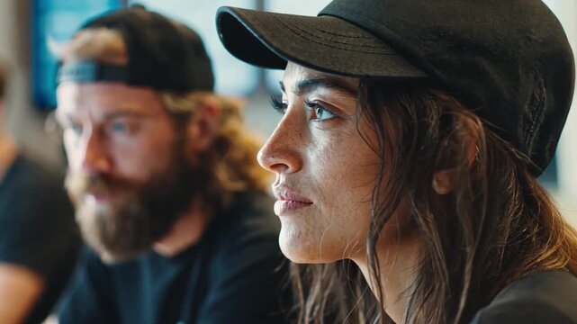 Focused Reflection: A candid shot captures two individuals in a moment of contemplation, highlighted by a strong display of human emotion and introspection.