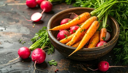Fresh root vegetables in a bowl