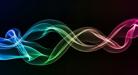 Naklejka premium Abstract Swirling Smoke Flowing Across Dark Backdrop With Shifting Colors and Lighting Effects