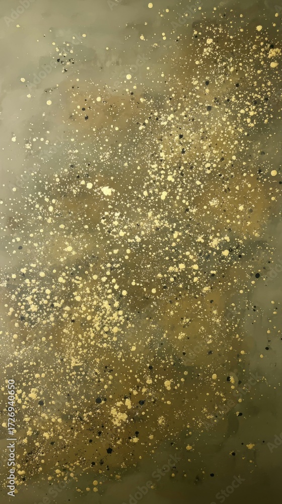 Poster Subtle Gold Leaf Flecks on Dusty Olive Base Creating a Soft, Textured Background for Artistic Projects