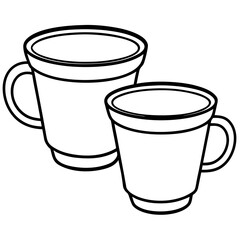 Cups line art vector