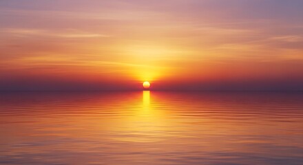 Golden Sunset Over Calm Water Reflections and Tranquility in a Scenic Seascape View