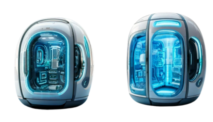 Futuristic Healthcare Pod Duo Bundle Isolated on Transparent Background (2)