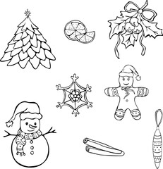 Christmas Tree and Gingerbread Doodle Set