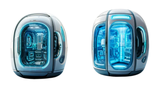 Futuristic Healthcare Pod Duo Bundle Isolated on Transparent Background (2)
