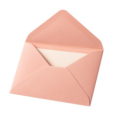 Opened pink paper envelope for stationery design.