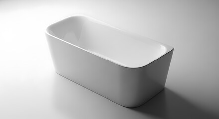 Modern White Freestanding Bathtub Clean Lines, Minimalist Design for Bathroom Interior
