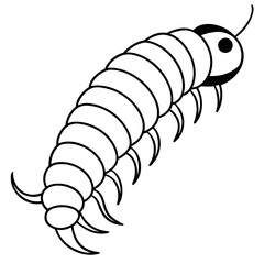 Millipede line art vector