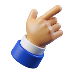 A 3D cartoon hand pointing with an index finger. A symbol for clicking, selecting, or a call to action 