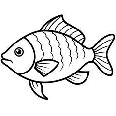 Tilapia line art vector