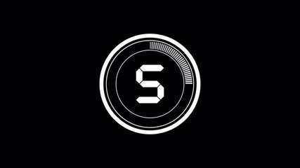 4K 10 second countdown animation with sleek digital numbers in a minimalist circular frame. Seamless loop motion graphics background, perfect for tech intros, live events, presentations. - Powered by Adobe