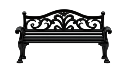 Ornate Garden Bench with Elegant Design On Transparent Background