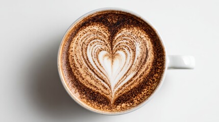 A beautifully crafted latte with heart-shaped foam art, symbolizing love and creativity in every sip.