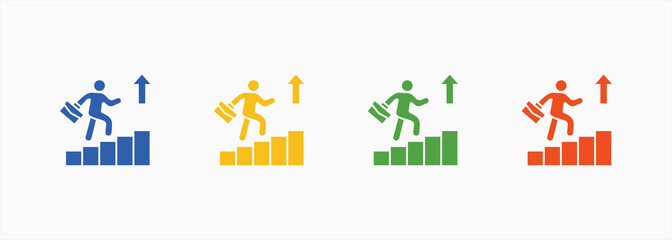 Career Growth Icon Color Multiple Style