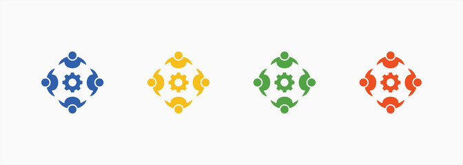 Team Collaboration Icon Color Multiple Style