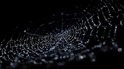 Dew-Kissed Spiderweb. Nature's Intricate Beauty.