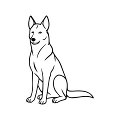 black and white  line art dog