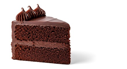 Indulge in a decadent chocolate cake slice, perfect for dessert menus and sweet treat promotions, offering rich flavor and visual appeal for any occasion