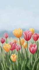 Explore a Vibrant Field of Tulips: A Stunning Display of Nature's Colors in a Serene Garden Setting, Perfect for Springtime Beauty and Floral Inspiration