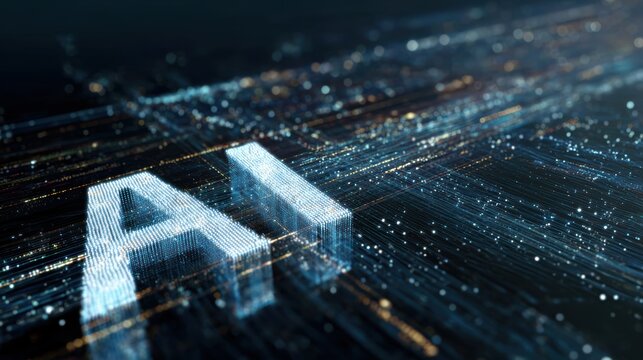 Abstract representation of artificial intelligence with glowing data network, symbolizing digital innovation and progress.