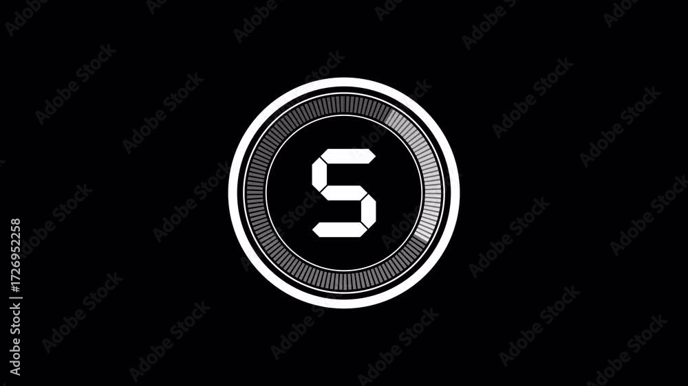 Poster ten seconds countdown animation from 10 seconds to 0 seconds on a transparent background, ten second
