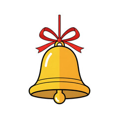 Festive Golden Bell with Red Bow Holiday Season Icon for Celebrations and Decorations