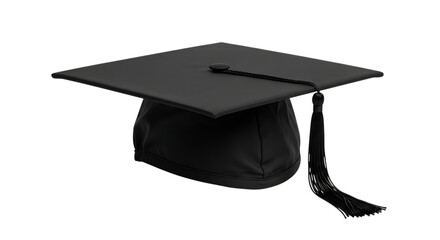 Black Graduation Cap with Tassel on Black Background