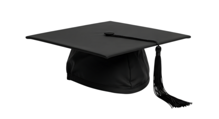 Black Graduation Cap with Tassel on Black Background