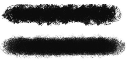 Fototapeta premium Two abstract black brush stroke textures isolated on transparent background, showcasing artistic and grunge effects