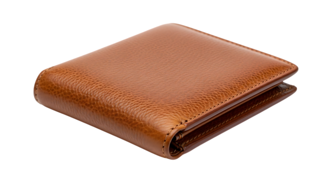 Brown Leather Bifold Wallet on Black Background accessory