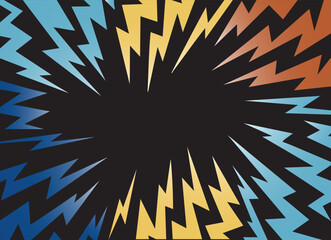 Obraz premium Abstract Lightning Burst Background,Dynamic Comic Style Explosion Design,Colorful Zigzag Energy Pattern,Radiating Electric Shock Illustration