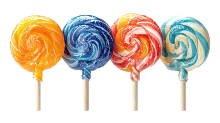 HD realistic clipart set of carnival-style Halloween lollipops isolated on transparent background 