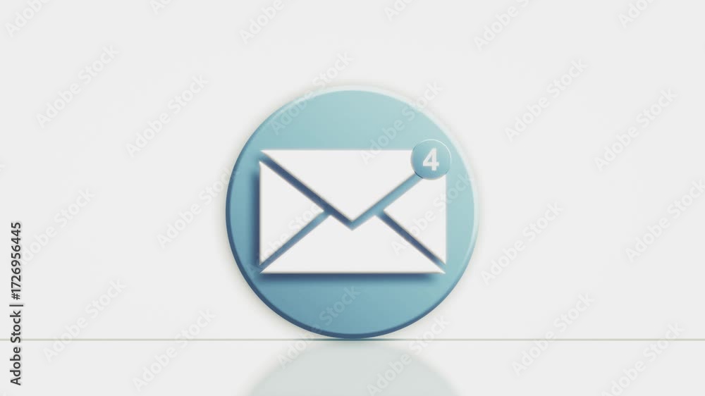 Wall mural a looping 3d icon of a mail envelope with an animated red notification badge. this motion graphic re