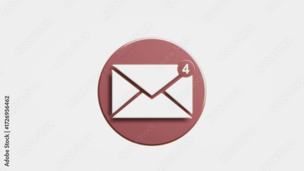 Wall mural a looping 3d icon of a mail envelope with an animated red notification badge. this motion graphic re