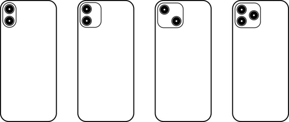 白地のモノクロの背面から見たスマートフォン