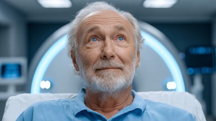 Ct scan analysis of elderly patient at hospital doctor's directive for cure in advanced medical environment