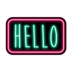 Hello Neon Sign PNG  Bright Green Glow Retro Light Text Design