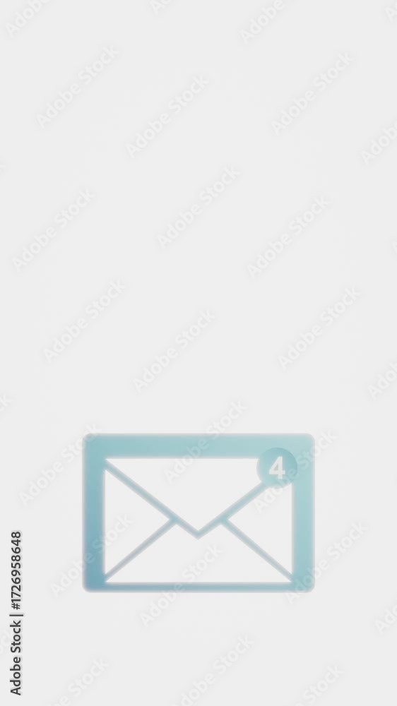 Wall mural a looping 3d icon of a mail envelope with an animated red notification badge. this motion graphic re