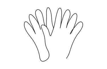 Obraz premium Human hands one line drawing simple abstract palm outline minimal artwork on white background