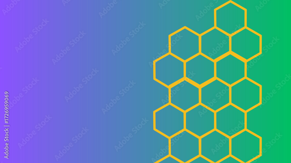 Poster honeycomb pattern graphic design with vibrant gradient colors for digital backgrounds and abstract t