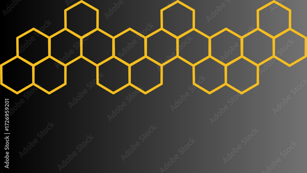 Poster golden honeycomb pattern on gradient surface for science and technology presentations and graphic de